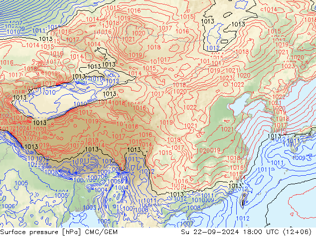 Surface pressure CMC/GEM Su 22.09.2024 18 UTC