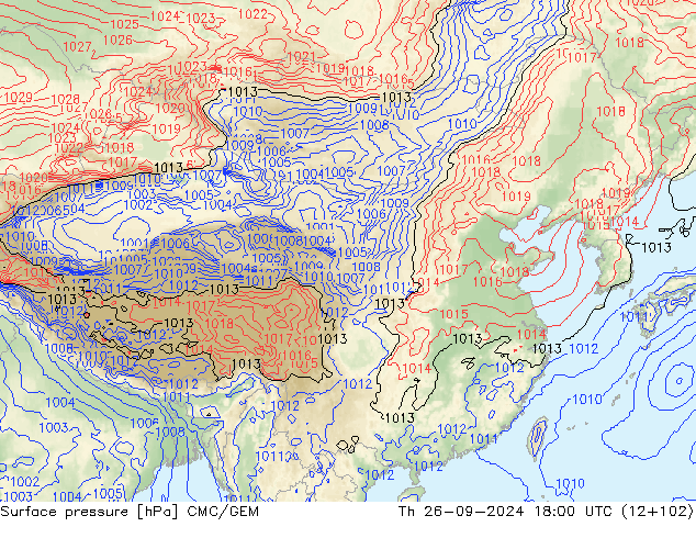 地面气压 CMC/GEM 星期四 26.09.2024 18 UTC