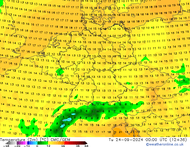 карта температуры CMC/GEM вт 24.09.2024 00 UTC