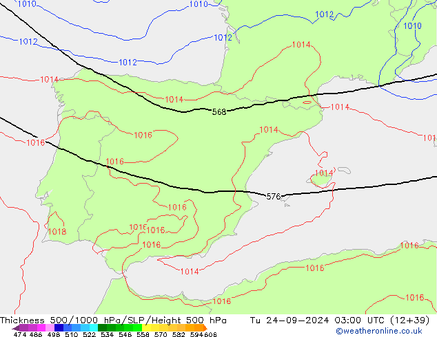 Theta-e 850hPa CMC/GEM  24.09.2024 03 UTC