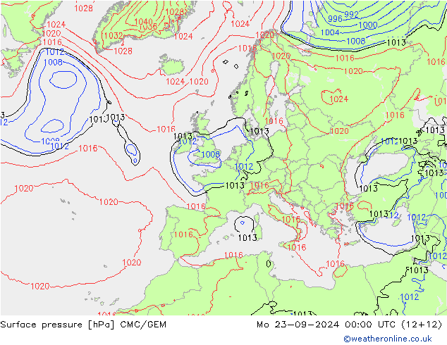 Pressione al suolo CMC/GEM lun 23.09.2024 00 UTC