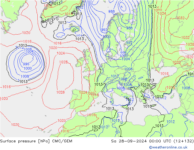 Luchtdruk (Grond) CMC/GEM za 28.09.2024 00 UTC