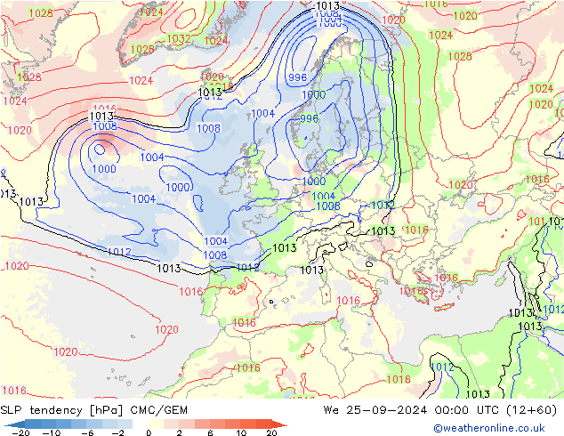 Drucktendenz CMC/GEM Mi 25.09.2024 00 UTC