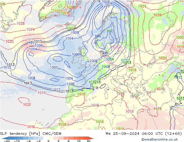 Druktendens (+/-) CMC/GEM wo 25.09.2024 06 UTC