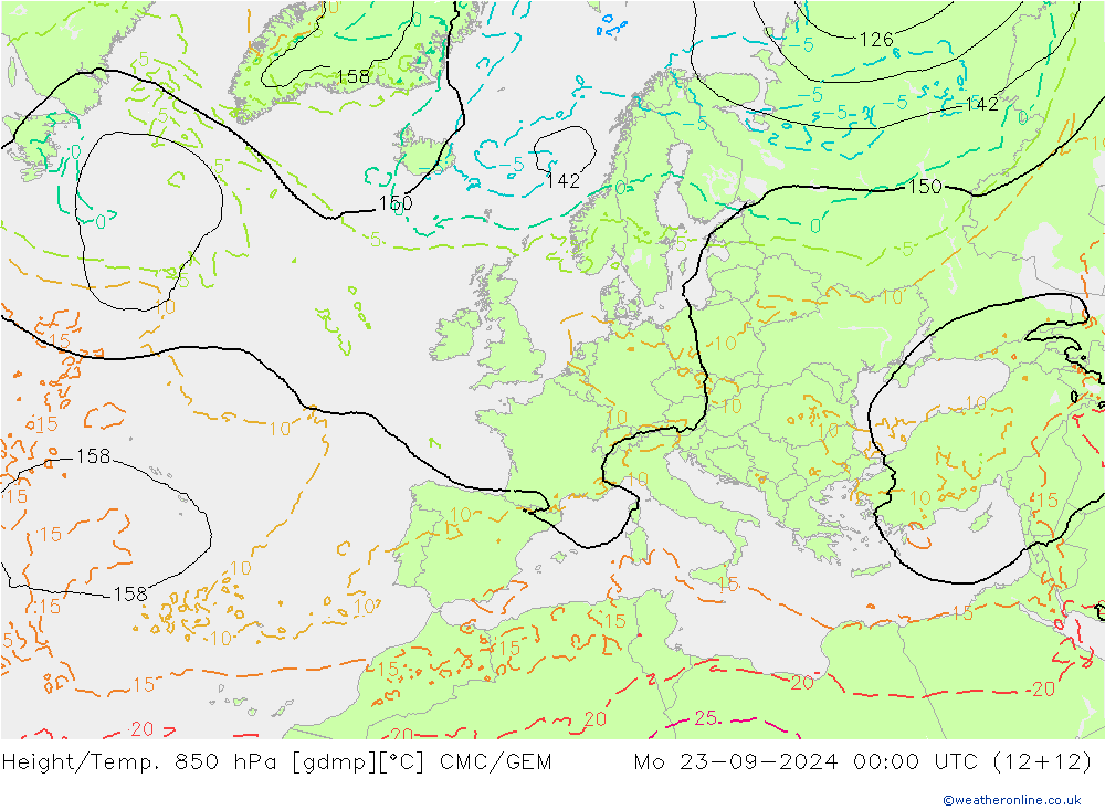 Height/Temp. 850 hPa CMC/GEM Mo 23.09.2024 00 UTC