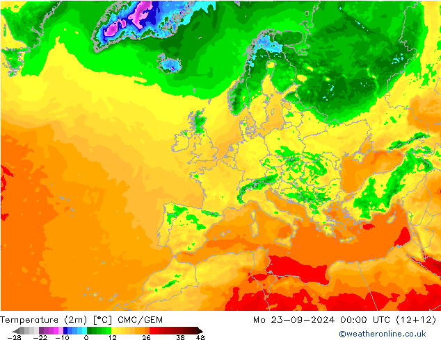 Temperatura (2m) CMC/GEM lun 23.09.2024 00 UTC