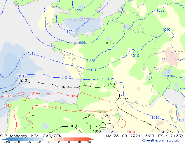 SLP tendency CMC/GEM Po 23.09.2024 18 UTC