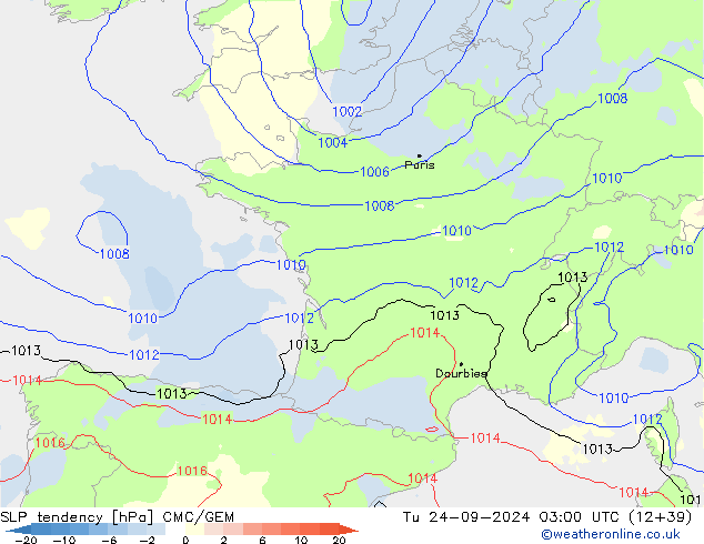 Drucktendenz CMC/GEM Di 24.09.2024 03 UTC