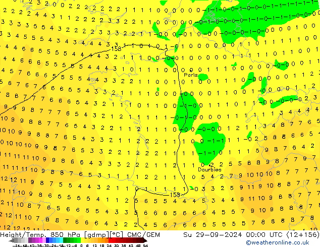 Height/Temp. 850 hPa CMC/GEM Su 29.09.2024 00 UTC