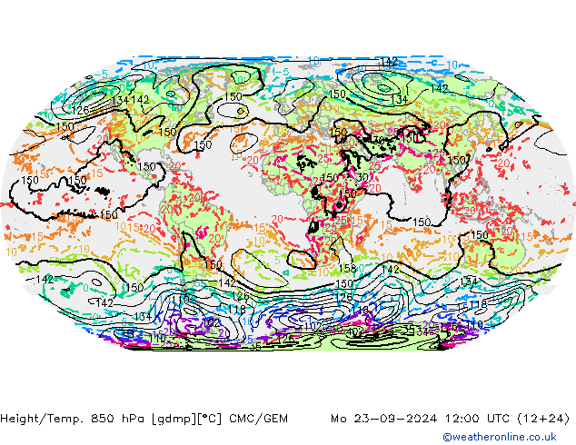 Height/Temp. 850 hPa CMC/GEM Mo 23.09.2024 12 UTC