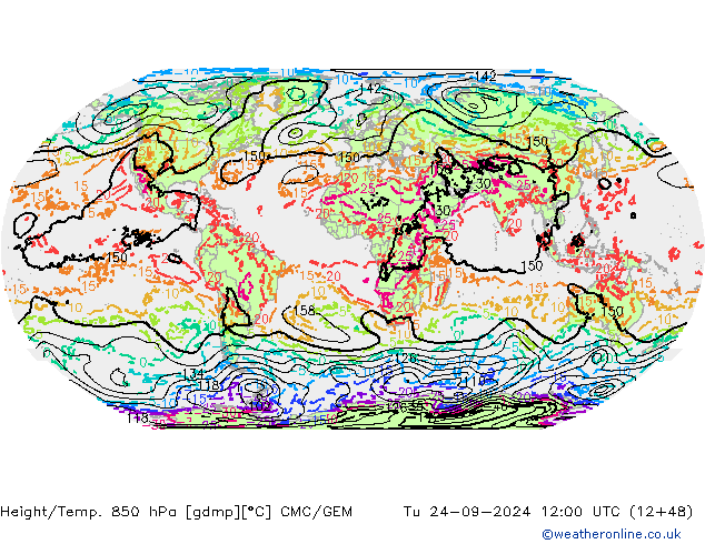 Height/Temp. 850 hPa CMC/GEM Tu 24.09.2024 12 UTC