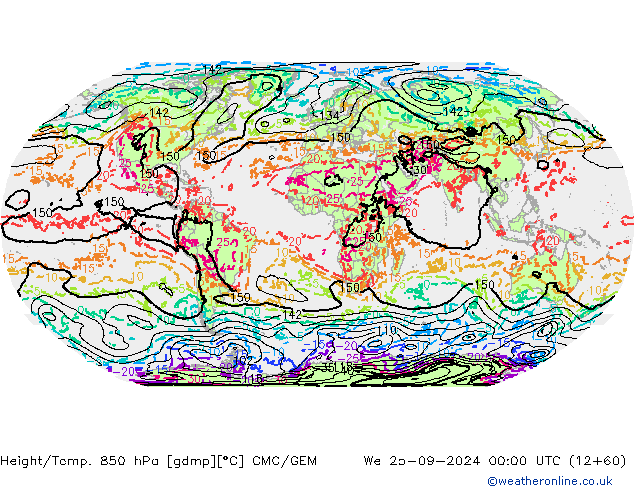 Height/Temp. 850 hPa CMC/GEM We 25.09.2024 00 UTC