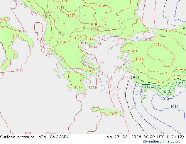 Pressione al suolo CMC/GEM lun 23.09.2024 00 UTC