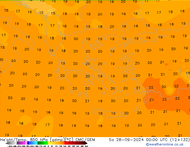 Height/Temp. 850 hPa CMC/GEM So 28.09.2024 00 UTC