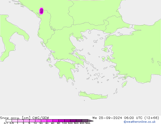 Глубина снега CMC/GEM ср 25.09.2024 06 UTC