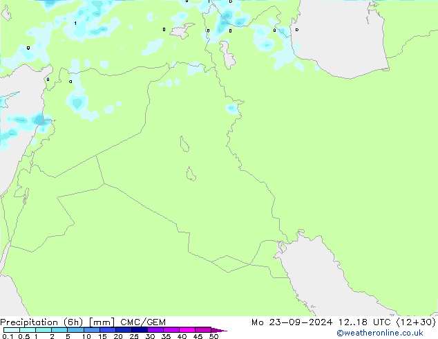 Yağış (6h) CMC/GEM Pzt 23.09.2024 18 UTC