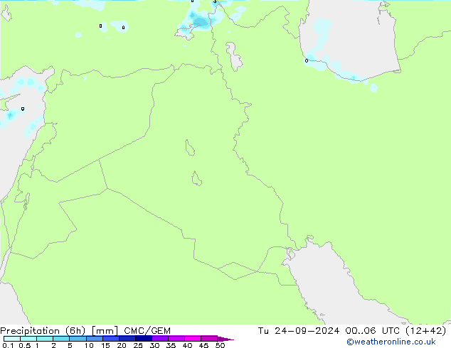 Precipitation (6h) CMC/GEM Tu 24.09.2024 06 UTC