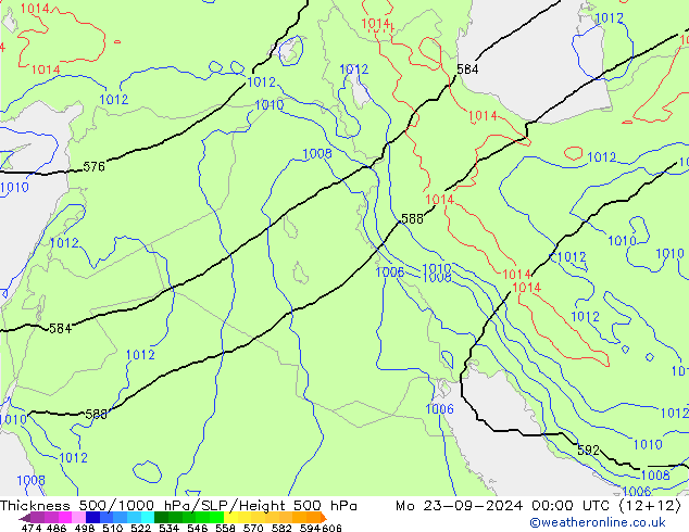 Theta-e 850hPa CMC/GEM ma 23.09.2024 00 UTC