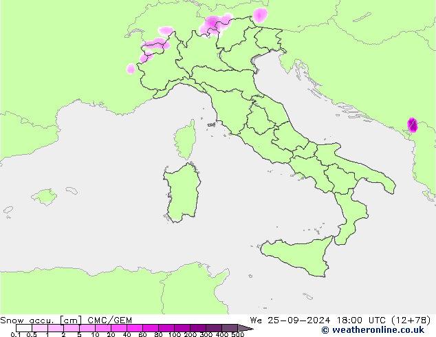 Snow accu. CMC/GEM mié 25.09.2024 18 UTC