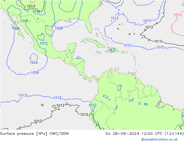 Surface pressure CMC/GEM Sa 28.09.2024 12 UTC