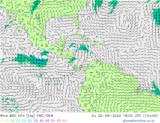 Wind 850 hPa CMC/GEM Su 22.09.2024 18 UTC