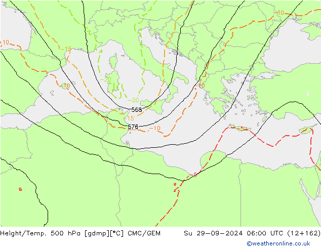 Height/Temp. 500 hPa CMC/GEM Ne 29.09.2024 06 UTC