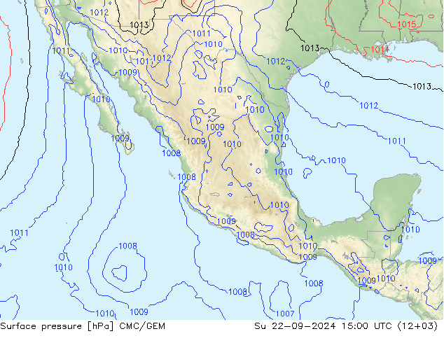 Surface pressure CMC/GEM Su 22.09.2024 15 UTC