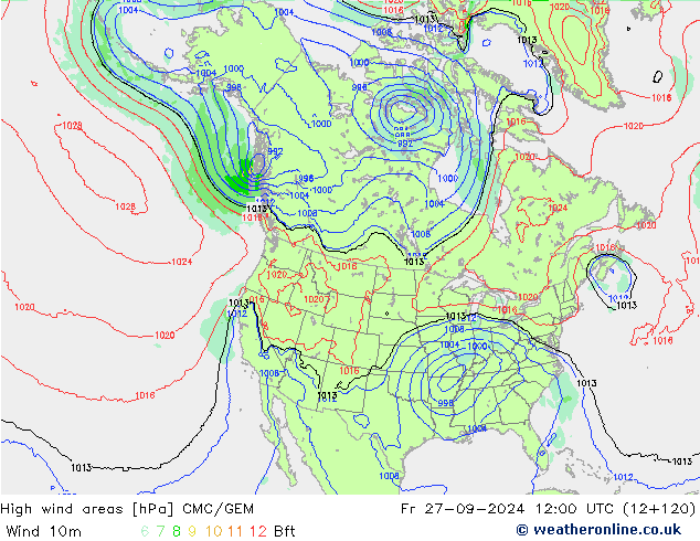 Izotacha CMC/GEM pt. 27.09.2024 12 UTC