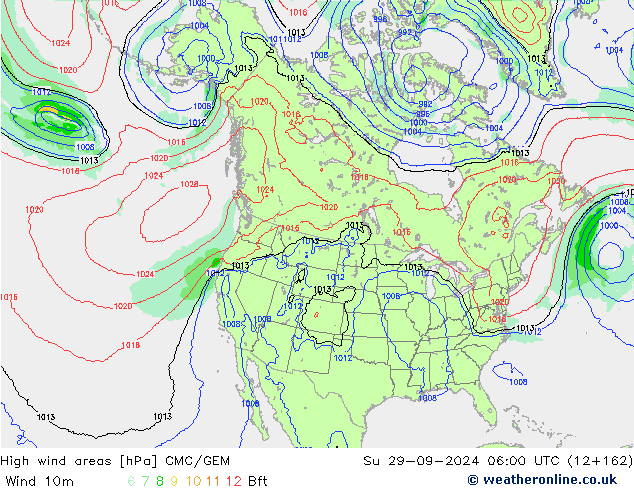 High wind areas CMC/GEM Dom 29.09.2024 06 UTC