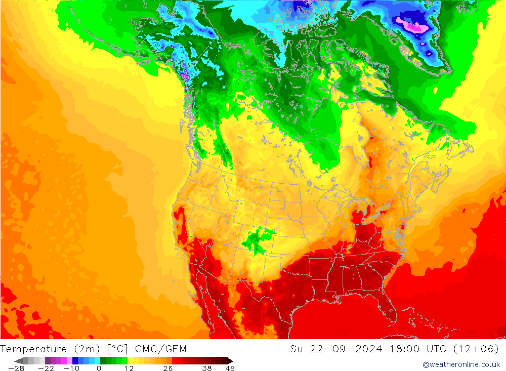 Temperature (2m) CMC/GEM Su 22.09.2024 18 UTC