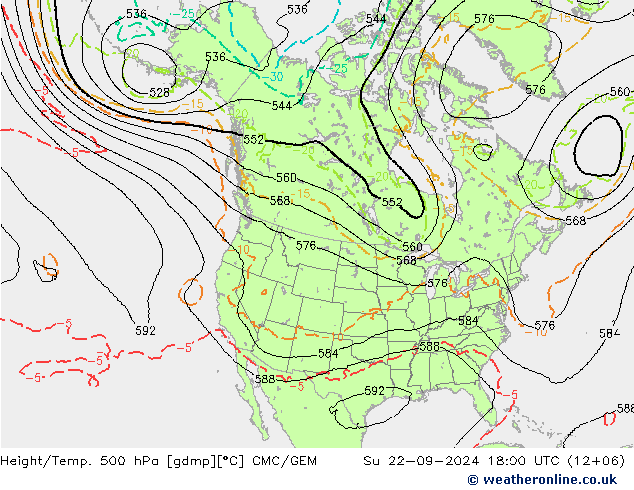 Height/Temp. 500 hPa CMC/GEM Su 22.09.2024 18 UTC