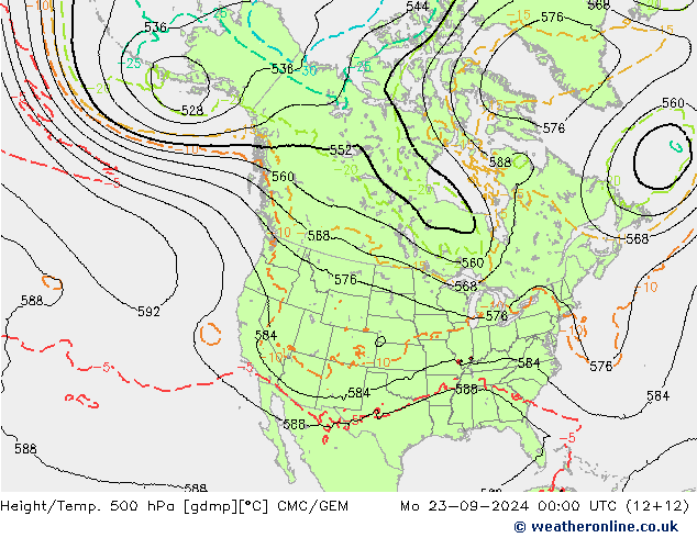 Height/Temp. 500 hPa CMC/GEM Po 23.09.2024 00 UTC