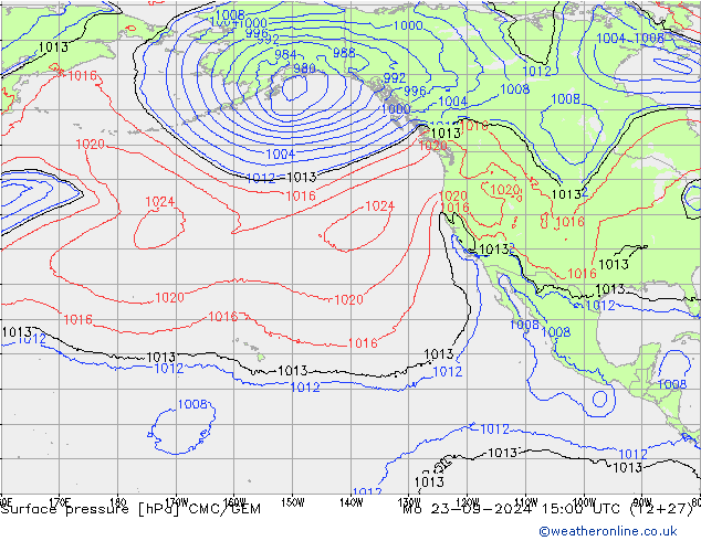 Surface pressure CMC/GEM Mo 23.09.2024 15 UTC