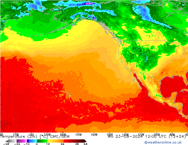 Temperature (2m) CMC/GEM Mo 23.09.2024 12 UTC