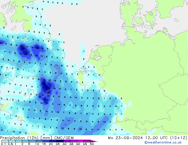 Nied. akkumuliert (12Std) CMC/GEM Mo 23.09.2024 00 UTC