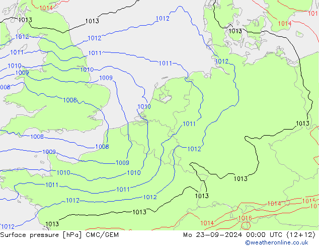 pression de l'air CMC/GEM lun 23.09.2024 00 UTC