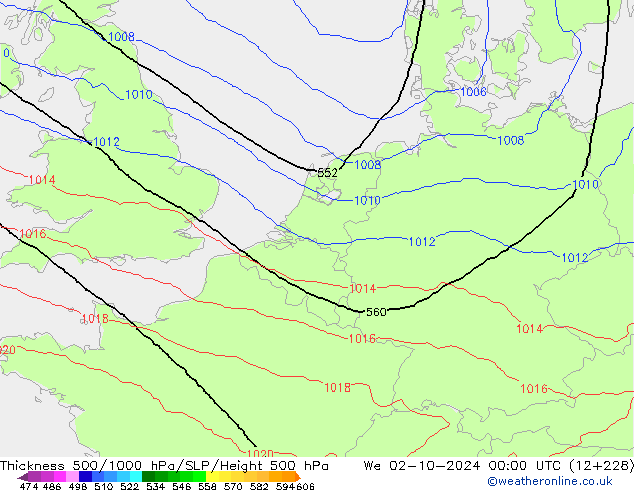 Theta-e 850hPa CMC/GEM śro. 02.10.2024 00 UTC