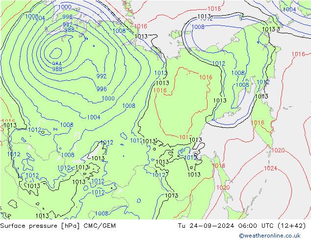 Pressione al suolo CMC/GEM mar 24.09.2024 06 UTC