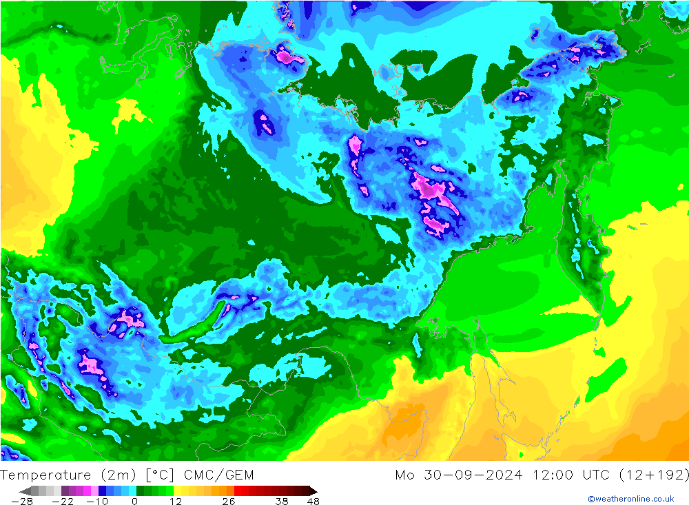 Temperatura (2m) CMC/GEM lun 30.09.2024 12 UTC