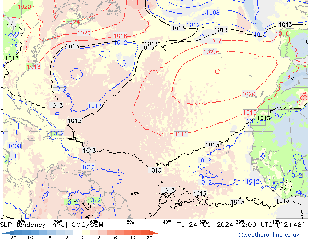 SLP tendency CMC/GEM Tu 24.09.2024 12 UTC