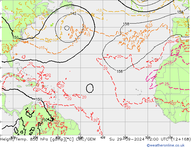 Hoogte/Temp. 850 hPa CMC/GEM zo 29.09.2024 12 UTC