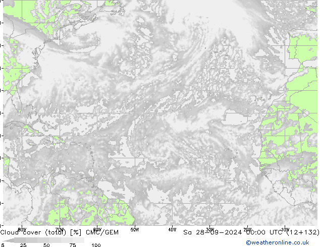 Bewolking (Totaal) CMC/GEM za 28.09.2024 00 UTC