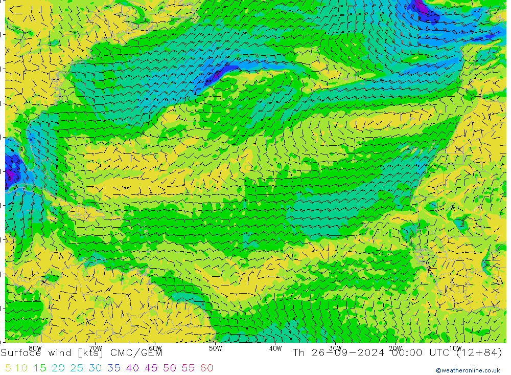 Wind 10 m CMC/GEM do 26.09.2024 00 UTC