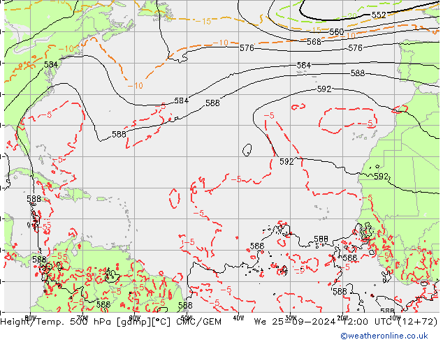 Height/Temp. 500 hPa CMC/GEM St 25.09.2024 12 UTC