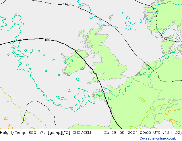 Height/Temp. 850 hPa CMC/GEM Sa 28.09.2024 00 UTC