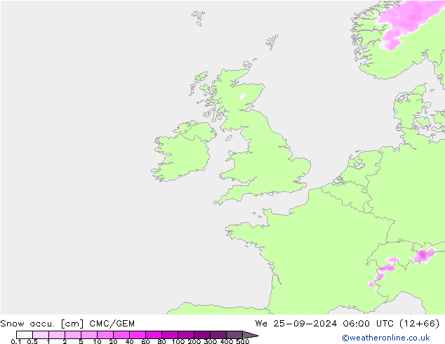 Snow accu. CMC/GEM Qua 25.09.2024 06 UTC