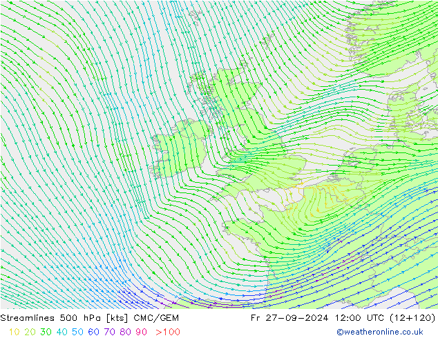  500 hPa CMC/GEM  27.09.2024 12 UTC