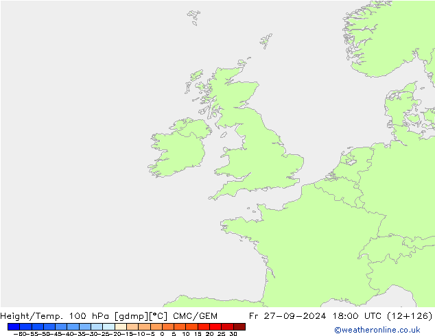 Hoogte/Temp. 100 hPa CMC/GEM vr 27.09.2024 18 UTC