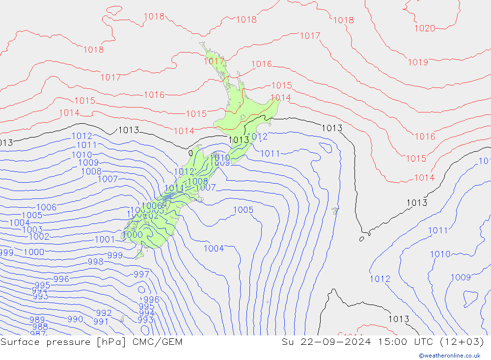 Surface pressure CMC/GEM Su 22.09.2024 15 UTC