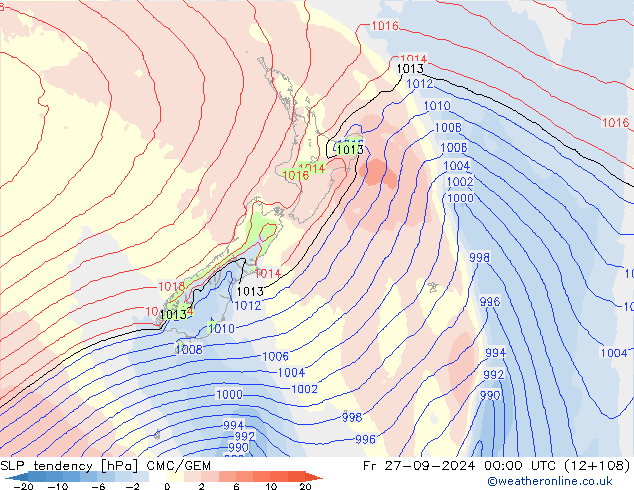 SLP tendency CMC/GEM Fr 27.09.2024 00 UTC